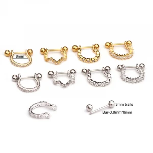 Factory Direct Sale Zircon Soft Ear Nail Bone Piercing Jewelry With Stainless Steel Stud Earrings