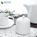 Factory Direct Simple Design White Ceramic Round 240ml Sugar Pot
