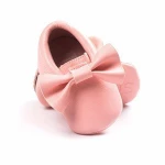 Factory fringe pu leather moccasins bow baby shoes wholesale