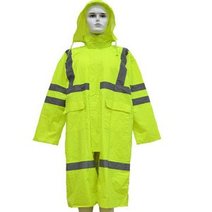 Factory lowest price one-piece long raincoat with reflecting tape