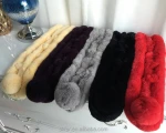 Factory wholesale simple style real rex rabbit fur scarf for girls and women