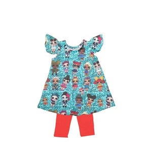 Fancy frock design baby boutique clothing wholesale summer girl clothing set
