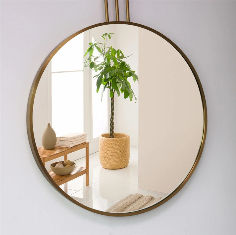 Fashion Customized Decorative Stainless Steel Metal Framed Round Gold Wall mounted Bedroom Mirror with Convex Mirror Decoration