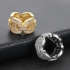 Fashion Diamond Ring Iced Out Cz Gold Cuban Chain Ring Jewelry Luxury High End Classic Couple Rings