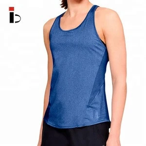 Fashional back with holes gym sports tank top in blue