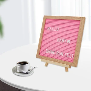 Felt letter board- Pink color 10*10 inch Changeable Letter Boards Include 340 White Plastic Letters and Oak Frame.