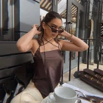 female 2020 summer  strap basic tops sleeveless camisole satin women thin wild solid camis vest women tank tops