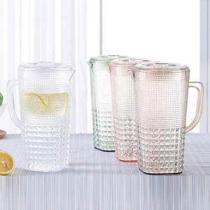 Festivals Beverage Serving 2 Liters Transparent Plastic Pitcher Set with 4 Cups