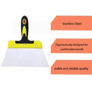 flat  stainless steel blade putty knife flexible with non-slip handle