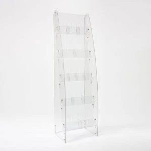 floor standing clear acrylic brochure holder, plastic book holder, portable magazine stand