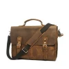 Gionar Crazy Horse Real Leather Vintage Leather Shoulder Messenger Bag for Men New Briefcase