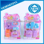 girls toy make up mirror dressing table with chair plastic mini toy doll house furniture mini furniture