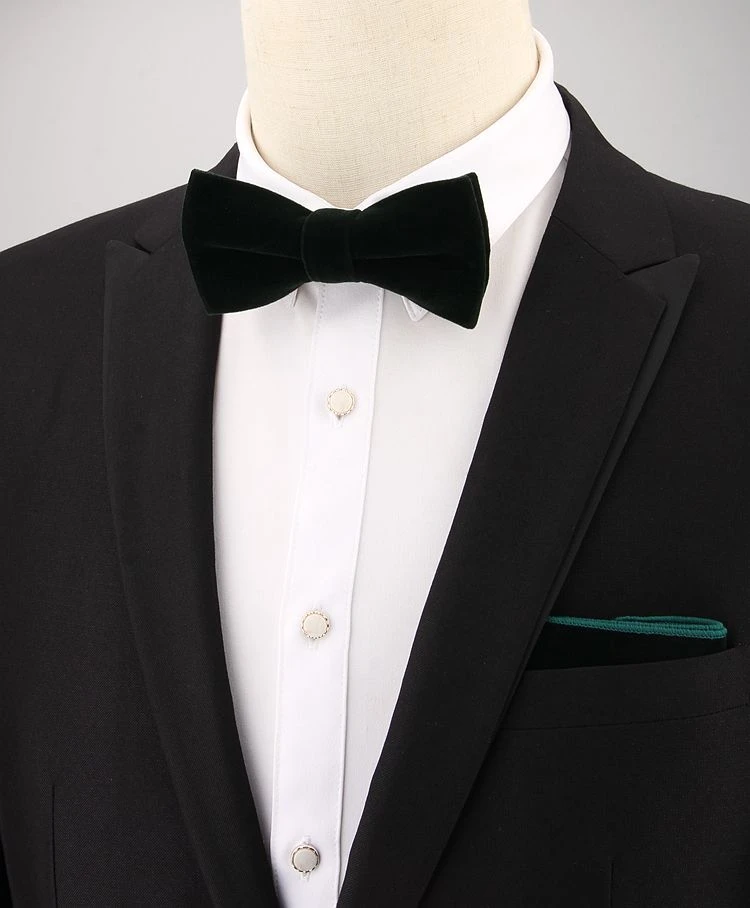 Good quality  ready stock Fashion Velvet Pocket Square Bowtie Set beautiful  solid cravat