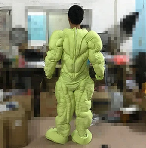 Green muscle hulk muscle mascot costume muscle costume