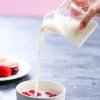 Hand blown milk glass square home breakfast cup student transparent milk cereal cup