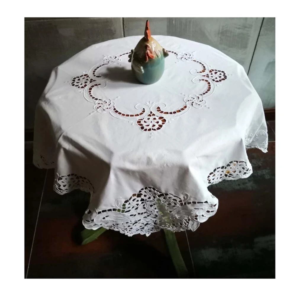 Hand embroidery linen table cloth square hand embroidered protective clothing