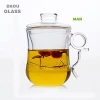 Handmade high quality super transparent heat resistant glass teacup with filter function,Lovers teacup