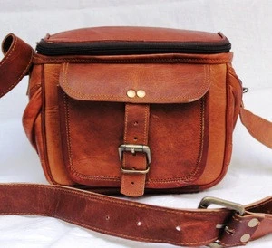 handmade vintage genuine leather video camera bag