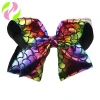 HCArtware JOJO Fish scales hair bows 8 PU Childrens hair accessories  quality different colors big hair bows with clips