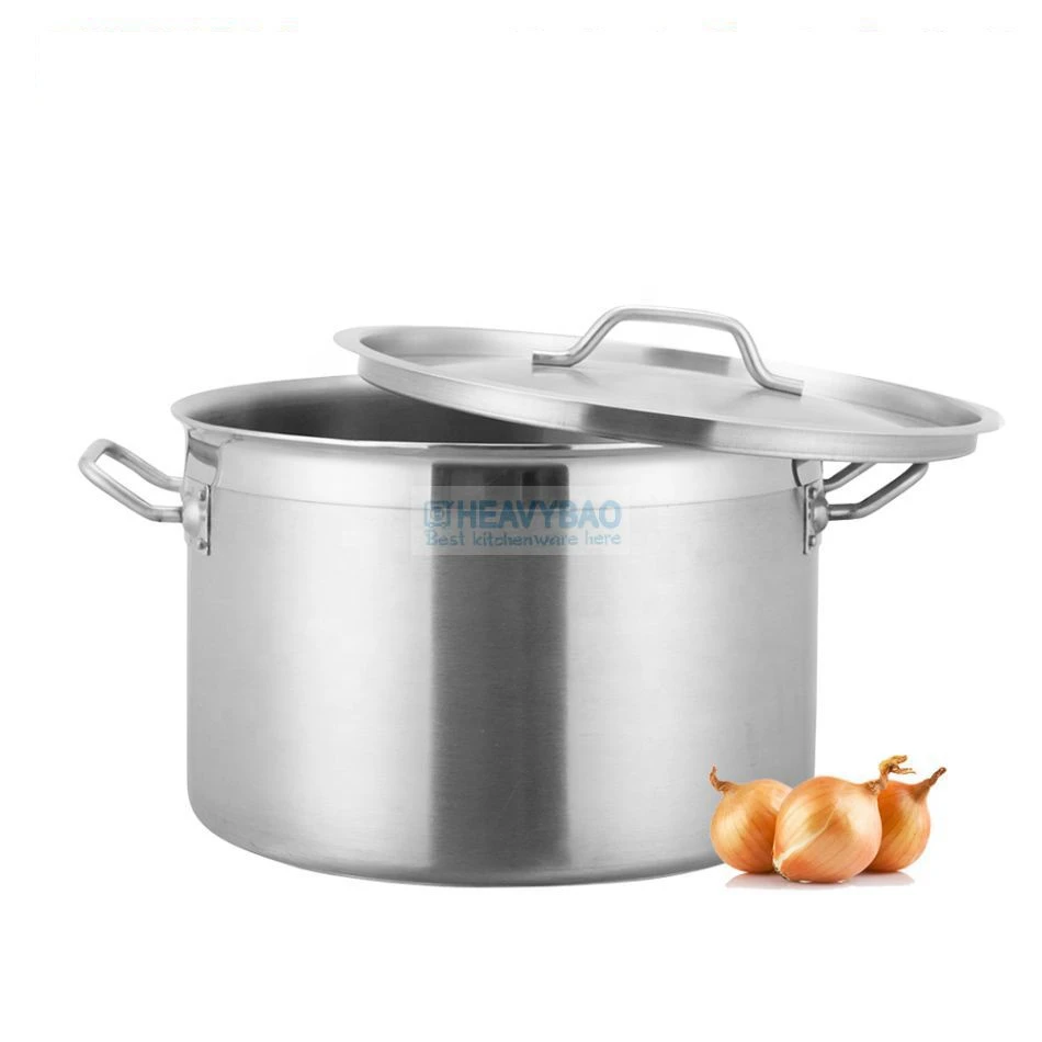 Heavybao Large Capacity Cookware Commercial Stainless Steel Low Body Cooking Stock Pot Set