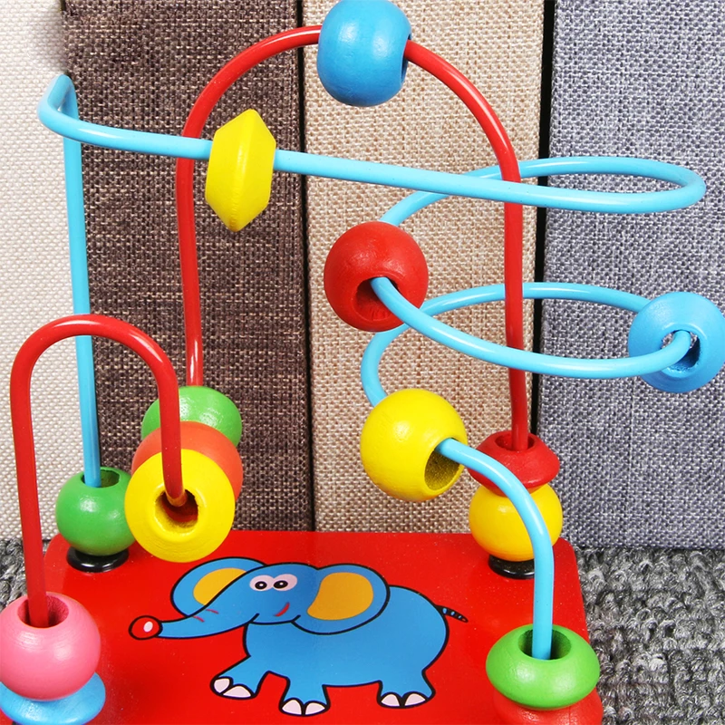 High quality colorful wooden animal elephant mini beads maze toys Wholesale cheap early educational toys in China
