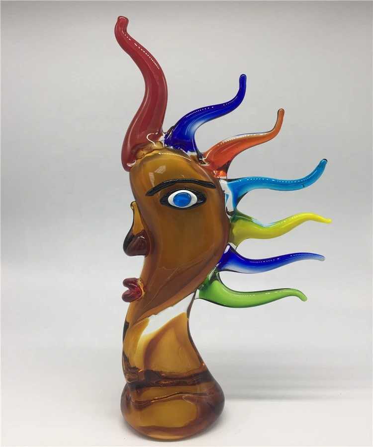 High Quality Custom Decorative Hand Made Glass Face Sculpture