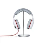 high quality Dia 11cm solid glassy round acrylic base 26cm height metal earphone headset tabletop display rack