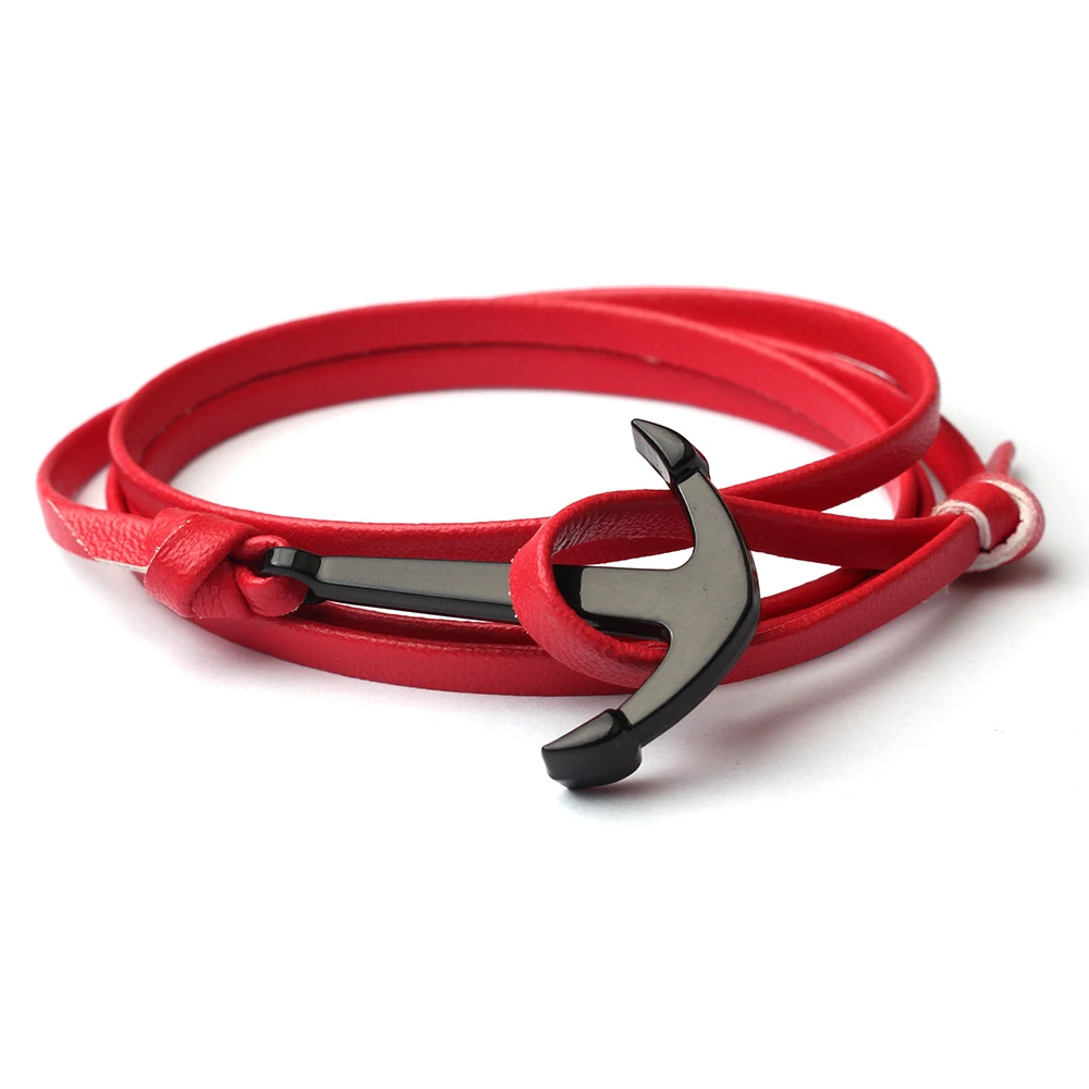 High-quality goods high-grade leather woven leather bracelet rope alloy men hook ship anchor bracelet