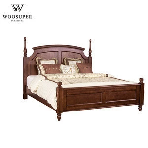High quality living room bedroom antique red oak double bed solid wood