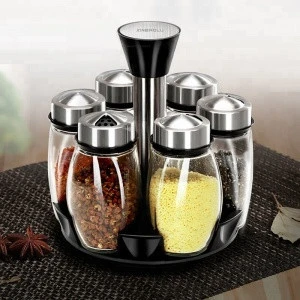high quality multi chamber spice jars  stainless steel cruet set spice rack with jars