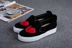 high quality nubuck genuine leather lining loving heart pattern designer flat women casual shoes