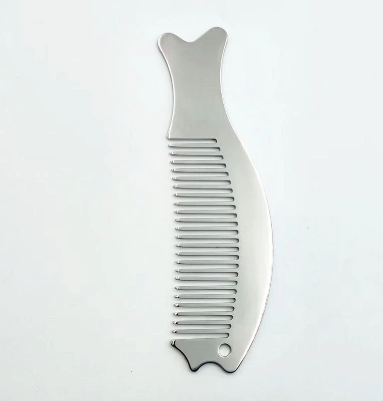 High Quality Personalized Gift Set Color Fish Shape Anti-static Titanium Metal Stainless Steel Hair Comb With Logo For Hair Care