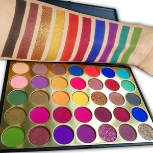 High Quality Pigment Cosmetics 35 Colors Makeup Your Own Brand Pressed Vegan Glitter Matte Eyeshadow Palette