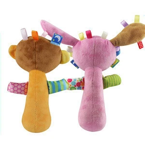 high quality sensory activity early education animal plush baby rattles soft baby toys