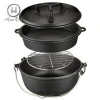 High quality stock pot & frying pot outdoors camping hanging cast iron dutch oven set