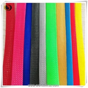 High temperature electric wire protection management PET braided expandable sleeve
