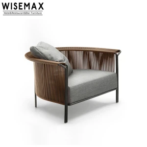 Hight Quality  Outdoor Hotel Furniture Rattan Woven Sofa Chair Soft Leisure Balcony Chair Best Selling Outdoor Single Sofa Chair