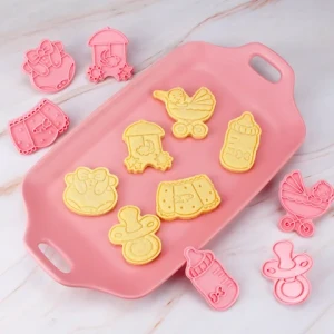 Homesun 6pcs/box Baby cookie cutters and embosser baby shower birthday 6 pcs for cookies biscuits cookie cutter stamp