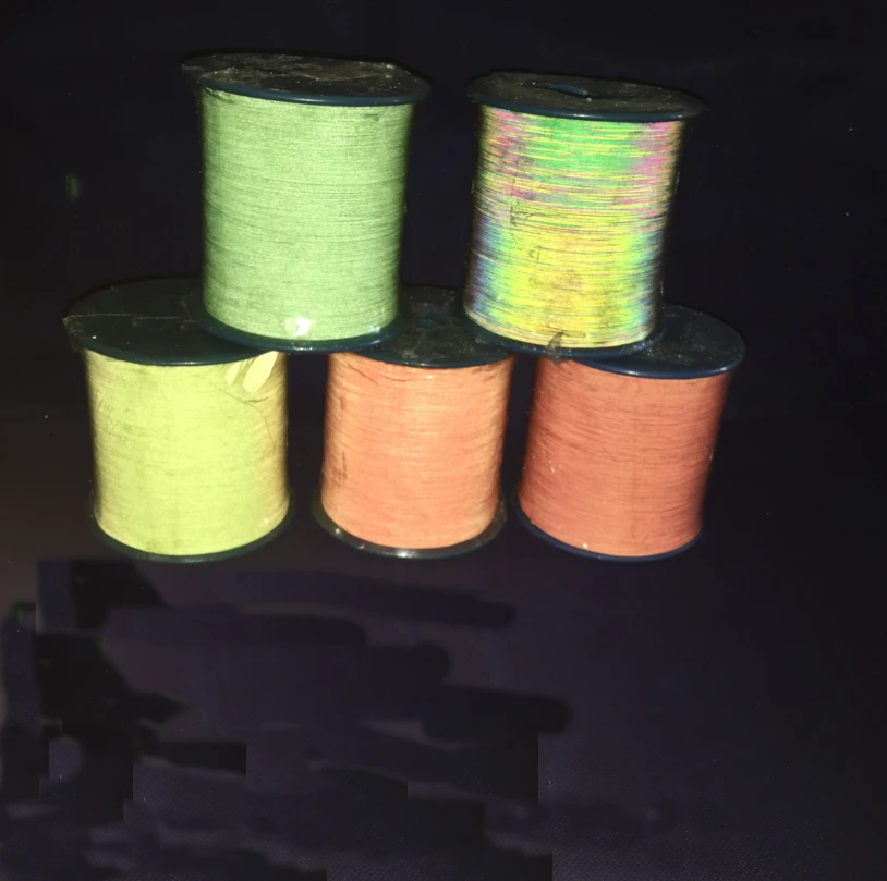 hot sale custom width 0.5mm double sides metallic silver grey PET luminous reflective knitting thread yarn for weaving scarfs