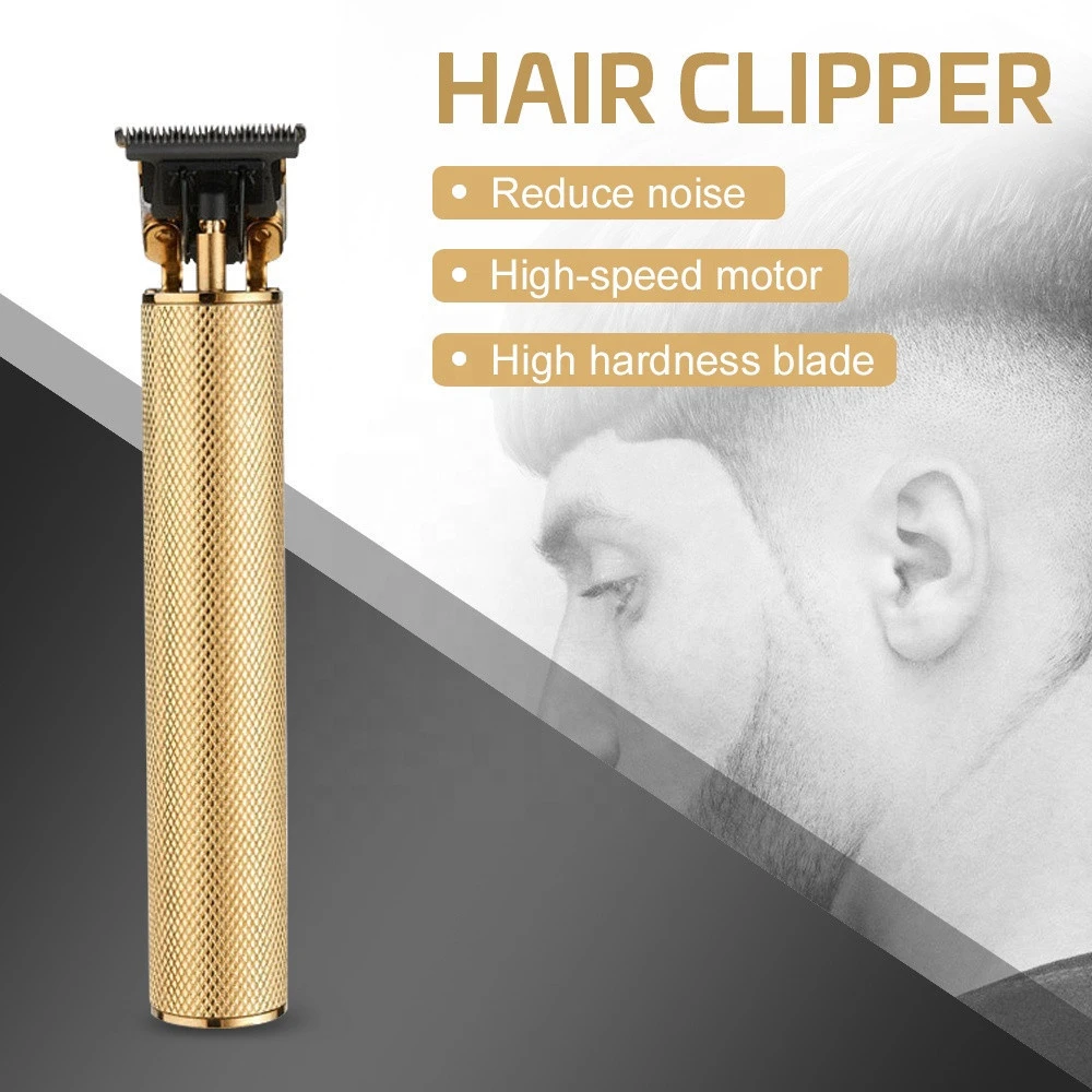 Hot Sale Gold Chargeable Electric Hair Clipper t-blade Outliner Men Barber Cordless 0mm close-cutting  Hair Trimmer