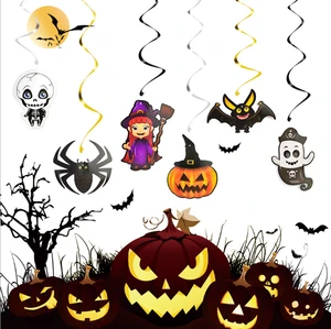 Hot Sale Halloween Party Decor Supplies Ghost Popmkin Bat Hanging Swirl Card Decoration Kit