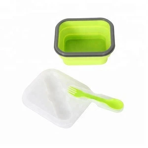 Hot sale Microwave and Dish Washer Safe BPA Free kids lunchbox Durable Silicon Collapsible Bento Lunchbox