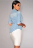 hot sale sexy classic popular slim fit long sleeve denim tops shirt 2 colors jeans blouse women