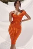 Hot sale sexy spaghetti strap off shoulder bodycon bandage lady party evening dress
