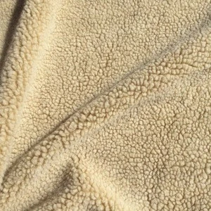 Hot sale sherpa beige color faux fur poly borg for coat hometextile LYFS024