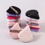 Hot Sale Soft Cotton Triangle Powder Puff Wet and Dry Makeup Puff Finger Velvet Cosmetic Powder Puff for Face