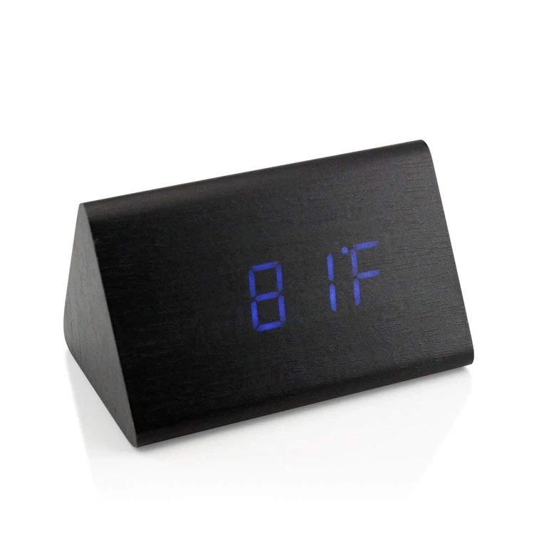 Hot Sale Sound Control Digital LED Wooden Table Sun Alarm Clock