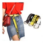 Hot sale Yellow White Fashion Fabric Custom Belt Weave Webbing Braided White Belts for Christmas Present