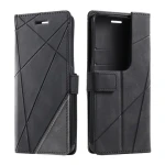 Hot Selling Cheap Wholesale Wallet Phone Case Geometric Splicing Business Color Blocking PU Leather with Card for Mobile Phone