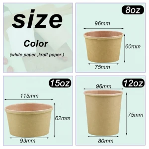 Hot selling low price disposable takeaway food container, Kraft paper cups, ramen noodle soup paper bowls